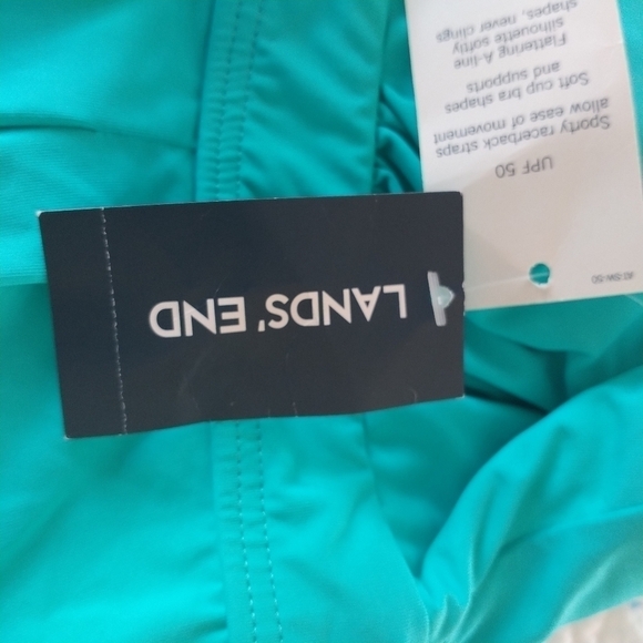 Land's End Sporty Racer back Straps Capri Aqua Tankini Swim Top 4 - Picture 10 of 11